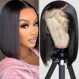 Straight Bob Wig Lace Front Wigs Human Hair For Women 180 Density 13x4 Froontal Pre Plucked