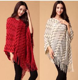 Fashion knit ponchos Leisure Cardigan Knitting Coat lady Batwing Cape Poncho shawl wraps Cardigan Sweater 36081165943