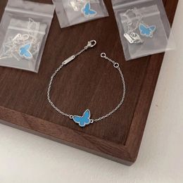 S925 Silver Charm Stud Orening Pedant Collana con braccialetto di pietra turchese blu per donne Regalo per gioielli da sposa Avere Stamp Box Q10