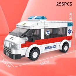 City School Bus Car Model Vehicle MOC Building Blocks Ambulance Trailer Truck Toys Bricks Children Educational Assembly Gift
