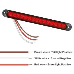 2PCS Universal LED Tail Rear Lamp for Trailer Truck Lorry Pickup - Brake/Stop/Turn Lights 12V-24V 15 LEDs Light Bar Strip