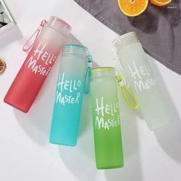Water Bottles 500ml Gradient Sports Bottle Plastic Large Capacity Frosted Cup With Strap Gift Camping Tour Sport