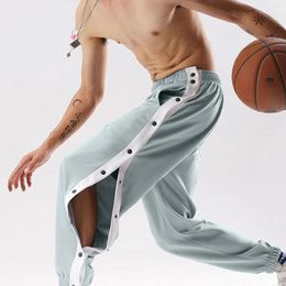 Men's Pants Men Casual Tear Basketball Training Warm Up Open Leg Man Trousers Y2k Clothes Tracksuits Pockets Gym Pantalones