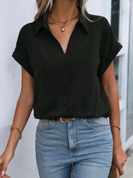 Women's Blouses Cotton Blouse Black Shirt Fashion Women Blusas Mujer De Moda OL Style Tops Casual Ladies Batwing Sleeve Shirts