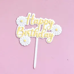 Party Supplies Cute Daisy Flower Happy Birthday Cake Topper Dessert Baby Shower DIY Accessories