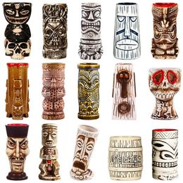 Hawaii Easter Island Tiki Mugs Creative Porcelain Beer Wine Mug Cocktail Party Cup Bar Tool Ceramic 300700ml 240520