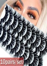 10Pairs 3D Mink Volume Thick False Eye Lashes Wispy Cross Fluffy Extension Eyelashes Extension Beauty Eye Makeup Tools4638895