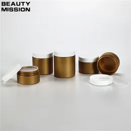 Storage Bottles 100g-250g X 20 Empty Cosmetic Frosted Gold Plastic Jars With White Screw Lid Makeup Facial Cream Pot Suncreen Containers