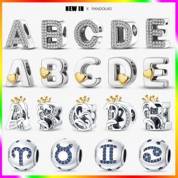 2023 New Hot Selling 26 Letter Beads Suitable for 26 A-Z Letters Charm Pandora 925 Original Bracelet Women's Silver Jewelry Gift