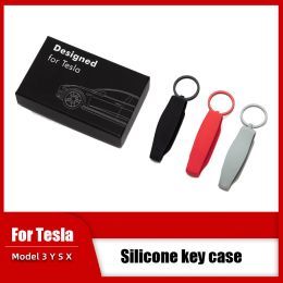 Suitable for Tesla Model 3 Model Y Model S Model X Silicone Car Key Case Key Card Bag Bikini Car Protective Case Pendant