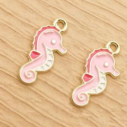 10pcs Enamel Sea Horse Charm for Jewelry Making Craft Animal Earring Pendant Necklace Bracelet Accessories Diy Supplies