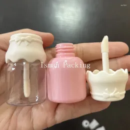 Storage Bottles 50Pcs White Top Empty Milk Bottle Lip Gloss Containers Tube 8ML Cute Kids Pink Lipgloss Packaging Tubes With Wands Brush