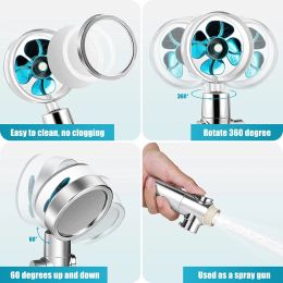 High Pressure Shower Head 360 Rotating with Fan Philtre Spray Nozzle Massage Large Flow Rainfall Shower Head Bathroom Accessories