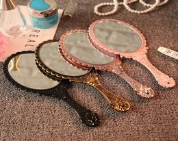 Hand held Makeup Mirror Romantic vintage Lace Hold Mirrors Oval Round Cosmetic Tool Dresser Gift 21 L25737271