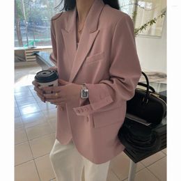 Women's Suits Korean High-End Double-Breasted Blazer For Women Early Spring Elegant Loose Slimming Casual Jacket Petite Female