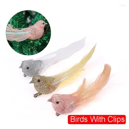 Garden Decorations 1PC Simulation Artificial Feather Birds With Clips For Lawn Tree Decor Handicraft Figurines Ornament Home