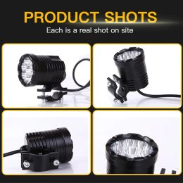 Led Lights For Motorcycle Headlight Additional Long Range Round Flashing Fog lights High/Low/Strobe Auxiliary Front Spotlights