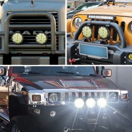 42W 14LED 48W 16SMD Work Light LED Car Front Fog Light 12V 24V Truck SUV 4X4 4WD Engineering Headlights Off-road Round Spotlight