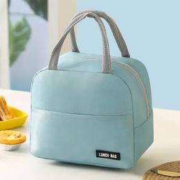 Thermal Insulated Bag Lunch Box Bags for Women Portable Fridge Tote Cooler Handbags Solid Colour Food Bolsa Termica 240517