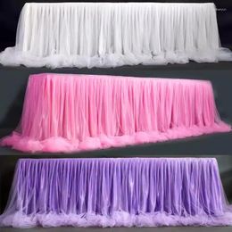 Table Skirt White Tulle Tutu Skirts For Rectangle Wedding Tablecloth Birthday Party Decor