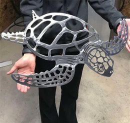 Metal Sea Turtle Ornament Beach Theme Decor Wall Art Decorations Wall Hanging for Indoor Livingroom S7 211021174b214Z2845180