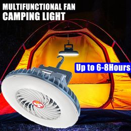 Rechargeable camping light fan light multifunctional portable outdoor portable night light with hook emergency tent light 240514