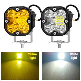 Led Lights For Motorcycles 66w Fog Light 3 Inch White And Yellow Light Amber Bright 4x4 Led Lamp Bar Tractor Truck Offroad