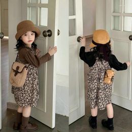 Clothing Sets Autumn 2024 Girl Dress Corduroy Tops Cotton Sleeveless Princess Vest Dresses Clothes Baby Kids Flower Fashion Suit 2PCS