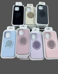 Liquid silicone phone case suitable for iPhone 15/14/13/12promax magnetic bracket solid Colour anti drop free delivery to home