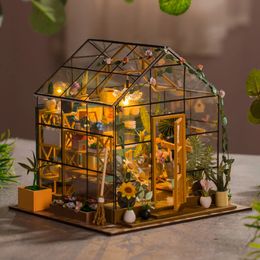 Baby House Kit Mini DIY Flower House Handmade 3D Puzzle Assembly Building Model Toys Home Bedroom Decoration with Furniture Wo 240518