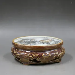 Decorative Plates Porcelain Circle Pedestal Stone Vases Bonsai Disply Tray Type Furnishing Articles Of Buddha Base