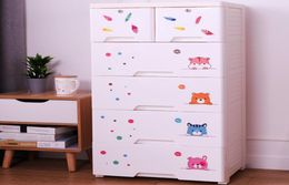Gabinete de gaveta de armazenamento grande para bebês plástico infantil gavetas de armazenamento de brinquedos simples guarda -roupa DIY de quatro camadas gabinete Y11162158875