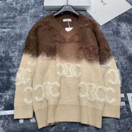 Kadın Sweaters Mink Saç Yumuşak Yapışkan Cilt Dostu Külot Kazak V Yastık Tasarım Jacquard
