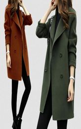 Women039s Wool Blends Women Blend Warm Long Coat Plus Size Female Slim Fit Lapel Woollen Overcoat Autumn Winter Cashmere Outer3416536