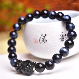 Link Bracelets 8mm Natural Blue Tiger Eye Stone Bracelet Handmade Stretch Rope Luxury Jewellery Energy Healing Gift 1PCS