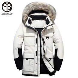 Men's Down Down Parkas Mens Down Jaqueta e Jaqueta de Alta Qualidade Mens Parka Fur Hoodie Longo Mens de Ganso Quente de Gaose Casaco de Feather Q240525