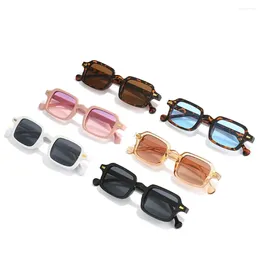 Sunglasses Fashion Square Women Retro Rivets Decoration Gradient Shades UV400 Men Leopard Blue Sun Glasses 2024 Eyewear