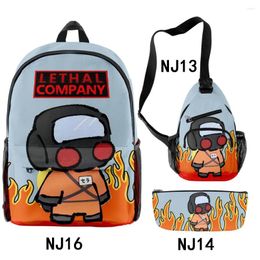 Backpack Hip Hop Novelty Funny Lethal Company 3D Print 3pcs/Set Pupil School Bags Travel Laptop Chest Bag Pencil Case