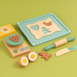 Wooden Cooking Pretend Play Kitchen Home Baking Tools Toys Dough Sets Accessories Toddler Sensory Game Kinetic Christmas gift