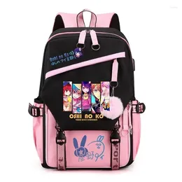 Backpack OSHI NO KO Cartoon Teenarge Schoolbag Girls Boys USB Charge Port Fashion Shoulder Laptop Bag Outdoor Travel Mochila