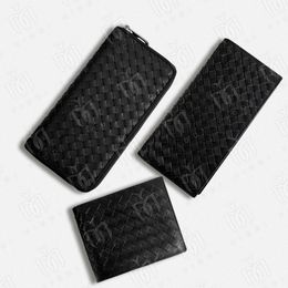 10A Black Luxury Wallet Designer Woven Leather Wallet Men Womens Business Wallet Long Zipper Wallet Folding Wallets ID Credit Cards Holder Cards wallet money clip