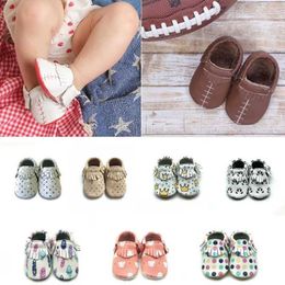 First Walkers Baby shoe printing design animal baby crawling slider soft leather Moccasins boys and girls first walking edge boots d240525