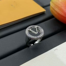 Silver Ring designer Ring Love Rings Designer Fashion Titanium Steel Engraved Letter Pattern Designer Jewellery Engagement Ring Opening Cluster Rings heart rings