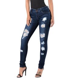 2020 New Black Jeans Woman High Waist Fashion Button Zipper Pocket Hole Pants Slim Skinny Ripped Jeans Denim Casual Femme1203828