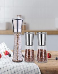 Multicolor Mills Hand Crank Black Pepper Grinders Kitchenware Glass Grinder Shake Bottle Salt Container Seasoning Jar Mills5041633