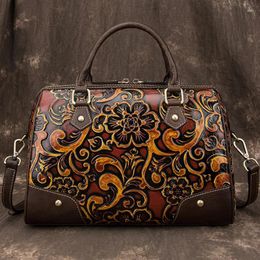 Duffel Bags Vintage Bag Head Layer Cowhide Hand Polished Leather Handbag Large Capacity Pillow Travel Shopping