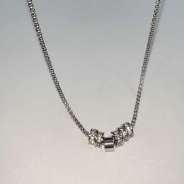 Wind Sparkling Cold Diamond Ring Pendant Necklace for Men Women Light Unique Design Fashionable and Versatile Style collarbone