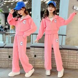 Clothing Sets Fashion Big Girls Set Children Hooded Outerwear Tops Pants 2Pcs Outfits Kids Teenage Costume Suit Spring Autumn Trend