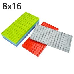 Duploes 8*16 Dots Big Sizes Building Blocks Double Sided Plate Toys DIY Large Base Plates Plastic Bricks Comptatible Figures