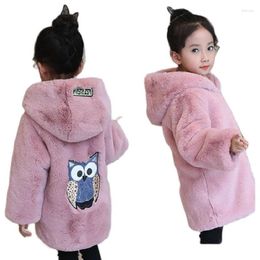 Jackets 123 Fashion Children Winter Clothes Girls Imitation Rex Fur Overcoat Faux Hooded Coats Girl Furry Coat